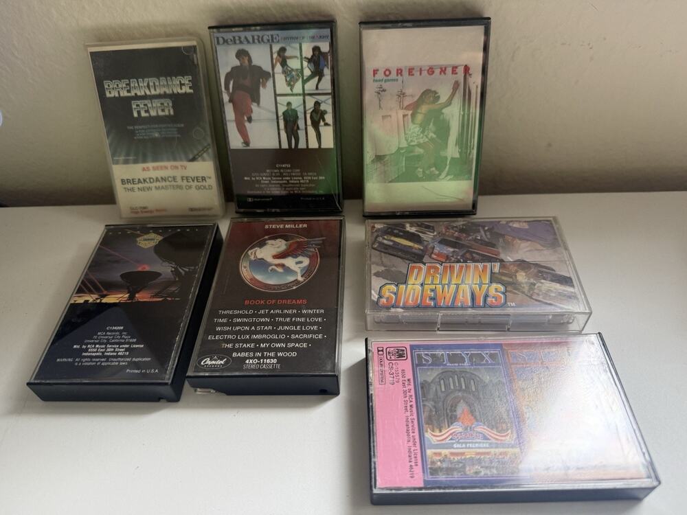 Vintage 8 Track Tape Lot Foreigner Styx Steve Miller DeBarge Night Ranger 7